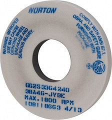 Norton - 14" Diam x 5" Hole x 1-1/2" Thick, J Hardness, 46 Grit Surface Grinding Wheel - Aluminum Oxide, Type 1, Coarse Grade, 1,800 Max RPM, Vitrified Bond, No Recess - Eagle Tool & Supply