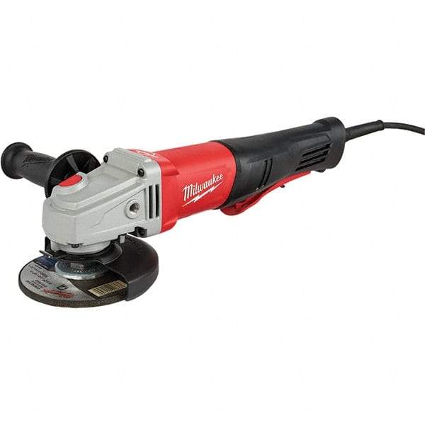 Milwaukee Tool - 5" Wheel Diam, 12,000 RPM, Corded Angle & Disc Grinder - 5/8-11 Spindle, 120 Volts, 11 Amps, Front Exhaust - Eagle Tool & Supply