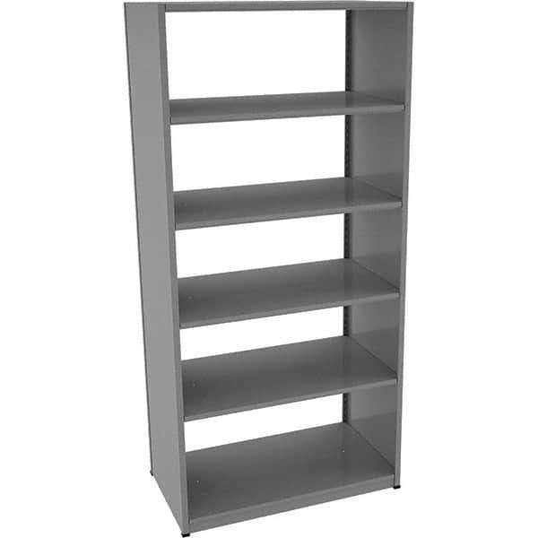 Tennsco - 6 Shelf Starter Open Steel Shelving - 42" Wide x 88" High x 24" Deep, Medium Gray - Eagle Tool & Supply