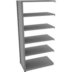 Tennsco - 6 Shelf Add-On Open Steel Shelving - 42" Wide x 88" High x 24" Deep, Medium Gray - Eagle Tool & Supply