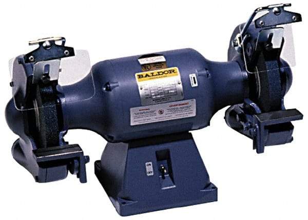 Baldor - 14" Wheel Diam x 3" Wheel Width, 5 hp Grinder - 1-1/4" Arbor Hole Diam, 3 Phase, 1,800 Max RPM, 230 Volts - Eagle Tool & Supply