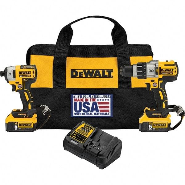 DeWALT - 20 Volt Cordless Tool Combination Kit - Includes Hammerdrill & Impact Driver, Lithium-Ion Battery Included - Eagle Tool & Supply