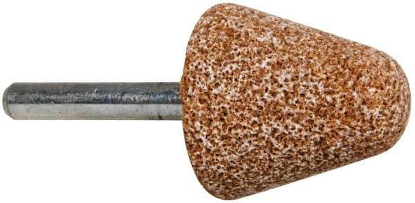 Norton - 1-1/4" Head Diam x 1-1/4" Thickness, A4, Tree End, Aluminum Oxide Mounted Point - Brown, Coarse Grade - Eagle Tool & Supply