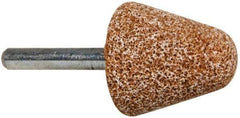 Norton - 1-1/4" Head Diam x 1-1/4" Thickness, A4, Tree End, Aluminum Oxide Mounted Point - Brown, Coarse Grade - Eagle Tool & Supply