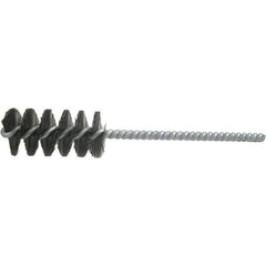 Brush Research Mfg. - 1" Diam Helical Steel Tube Brush - Single Spiral, 0.01" Filament Diam, 2" Brush Length, 6" OAL, 0.22" Diam Galvanized Steel Shank - Eagle Tool & Supply