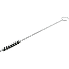 Brush Research Mfg. - 0.55" Diam Helical Nylon Tube Brush - Single Spiral, 0.012" Filament Diam, 2" Brush Length, 18" OAL, 0.219" Diam Galvanized Steel Shank - Eagle Tool & Supply