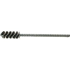 Brush Research Mfg. - 5/8" Diam Helical Steel Tube Brush - Single Spiral, 0.006" Filament Diam, 1-1/2" Brush Length, 6" OAL, 0.22" Diam Galvanized Steel Shank - Eagle Tool & Supply