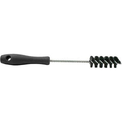 Brush Research Mfg. - 3/8" Diam Helical Stainless Steel Tube Brush - Single Spiral, 0.005" Filament Diam, 1-3/4" Brush Length, 8-7/8" OAL, 1/8" Diam Galvanized Steel Shank - Eagle Tool & Supply