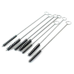 Brush Research Mfg. - 7/16" Diam Helical Nylon Tube Brush - Single Spiral, 0.014" Filament Diam, 2-1/2" Brush Length, 12" OAL, 0.168" Diam Galvanized Steel Shank - Eagle Tool & Supply
