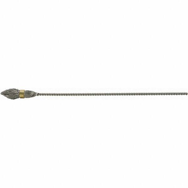 Brush Research Mfg. - 5/16" Diam Helical Stainless Steel Tube Brush - Single Spiral, 0.005" Filament Diam, 1" Brush Length, 6-1/2" OAL, 0.112" Diam Galvanized Steel Shank - Eagle Tool & Supply