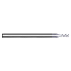 Variable Helix End Mills for Aluminum Alloys - 0.0150″ (1/64″) Cutter Diameter × 0.0230″ Length of Cut Carbide Square End Mill for Aluminum Alloys, 3 Flutes, TiB2 Coated