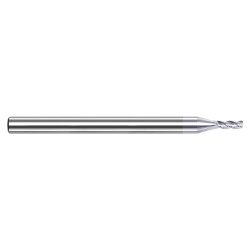 Variable Helix End Mills for Aluminum Alloys - 0.0100″ Cutter Diameter × 0.0300″ Length of Cut Carbide Square End Mill for Aluminum Alloys, 3 Flutes, TiB2 Coated