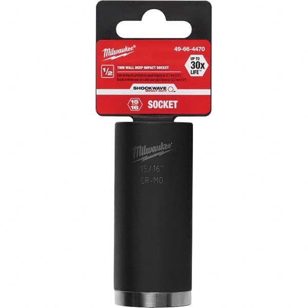 Milwaukee Tool - 1/2" Drive 15/16" Universal Thin Wall Nonsparking Deep Impact Socket - Eagle Tool & Supply