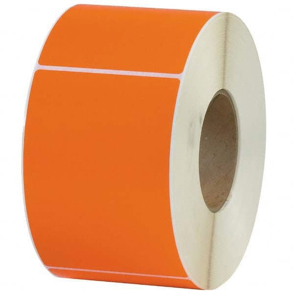 Value Collection - Pack of 4 Rolls, 1,000 Labels per Roll, 4" x 6" Orange Topcoated Facestock Thermal Labels - Eagle Tool & Supply