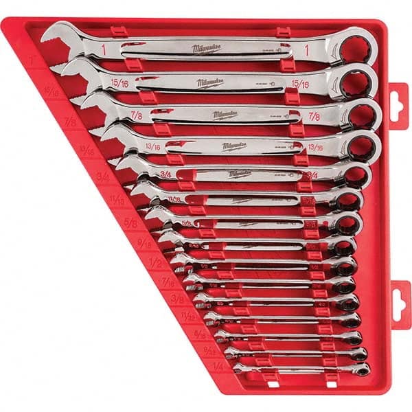 Milwaukee Tool - Wrench Sets Tool Type: Ratcheting Combination Wrench System of Measurement: Inch - Eagle Tool & Supply