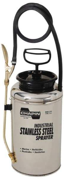 Chapin - 2 Gal Garden Hand Sprayer - Stainless Steel Tank, Wide Mouth, Reinforced Hose, For Industrial Applications - Eagle Tool & Supply