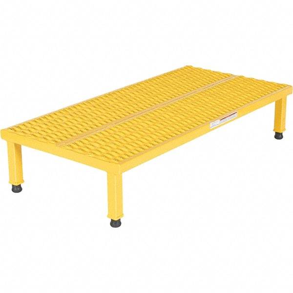 Vestil - 9" High x 24" Wide x 48" Deep, Yellow Step Stand - Steel, 500 Lb Capacity - Eagle Tool & Supply