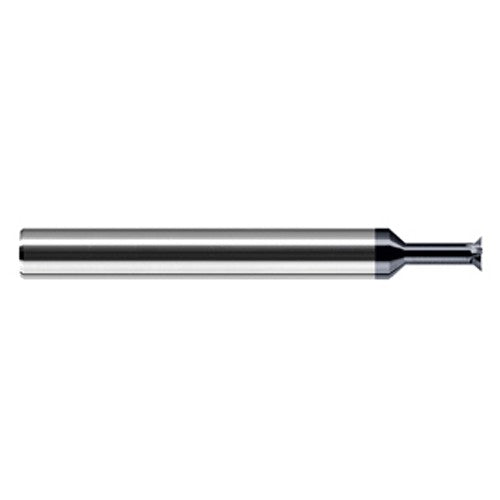 Chamfer Cutters - 0.0550″ Head Diameter × 0.0100″ LOC × 0.1560″ (5/32″) Neck Length × 45° per side Carbide Back Chamfer Cutter, 4 Flutes, AlTiN Coated