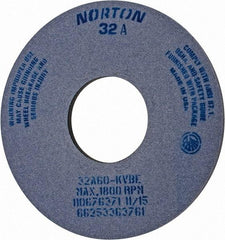 Norton - 14" Diam x 5" Hole x 1/2" Thick, K Hardness, 60 Grit Surface Grinding Wheel - Aluminum Oxide, Type 1, Medium Grade, 1,800 Max RPM, Vitrified Bond, No Recess - Eagle Tool & Supply