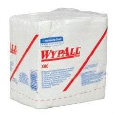 WypAll - X80 1/4 Fold Shop Towel/Industrial Wipes - Poly Pack, 12-1/2" x 12-1/2" Sheet Size, White - Eagle Tool & Supply