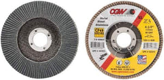 Camel Grinding Wheels - 80 Grit, 4-1/2" Disc Diam, 7/8" Center Hole, Type 29 Zirconia Alumina Flap Disc - 13,300 Max RPM, Poly Cotton Backing, Arbor Attaching System, Coated - Eagle Tool & Supply