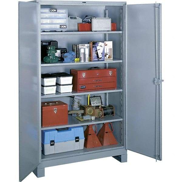 Lyon - 4 Shelf Locking Storage Cabinet - Steel, 48" Wide x 24" Deep x 82" High, Gray - Eagle Tool & Supply