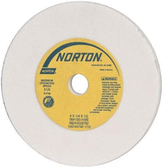 Norton - 100 Grit Aluminum Oxide Type 1 Internal Grinding Wheel - 4" Diam x 1/2" Hole x 1/4" Thick, 8,120 Max RPM, Type 1 Fine Grade, I Hardness, Vitrified Bond, No Recess - Eagle Tool & Supply