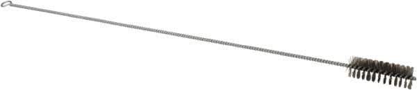 Schaefer Brush - 3" Long x 1" Diam Stainless Steel Long Handle Wire Tube Brush - Single Spiral, 27" OAL, 0.007" Wire Diam, 3/8" Shank Diam - Eagle Tool & Supply
