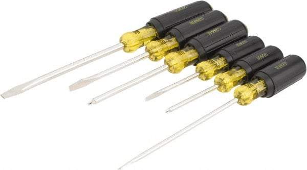Stanley - 6 Piece Cabinet, Phillips & Slotted Screwdriver Set - Bit Sizes: Philips #1 & #2, Tip Thickness: 3/16, 1/4 & 5/16 - Eagle Tool & Supply