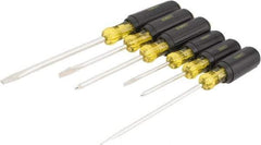 Stanley - 6 Piece Cabinet, Phillips & Slotted Screwdriver Set - Bit Sizes: Philips #1 & #2, Tip Thickness: 3/16, 1/4 & 5/16 - Eagle Tool & Supply