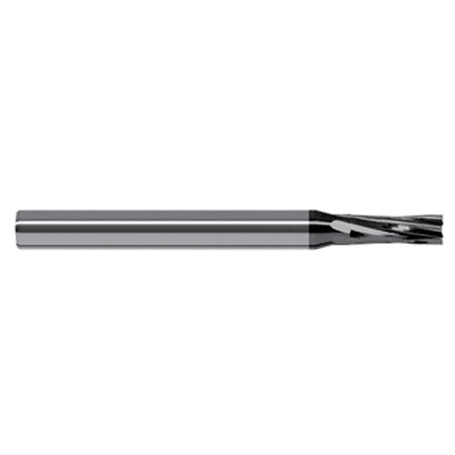 End Mills for Composites - 0.0625″ (1/16″) Cutter Diameter × 0.1860″ Length of Cut Carbide Square Chipbreaker Cutter, 6 Flutes, Amorphous Diamond Coated - Exact Industrial Supply