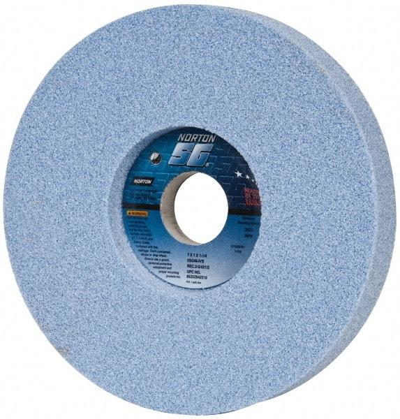 Norton - 7" Diam x 1-1/4" Hole x 1" Thick, I Hardness, 46 Grit Surface Grinding Wheel - Ceramic, Type 5, Coarse Grade, 3,600 Max RPM, Vitrified Bond, One-Side Recess - Eagle Tool & Supply
