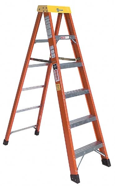 Made in USA - 5 Steps, 7 Ft. High, Type IA Rating, Fiberglass Step Ladder - Eagle Tool & Supply