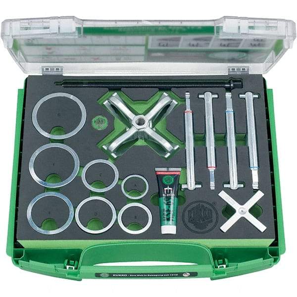 KUKKO - 21 Piece, 5/8 to 3-7/8" Spread, Blind Hole Puller Set - 1 Bolt, 8 Jaws, 6-3/16" Reach - Eagle Tool & Supply