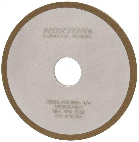 Norton - 6" Diam x 1-1/4" Hole x 1/4" Thick, 220 Grit Surface Grinding Wheel - Diamond, Type 1A1, Very Fine Grade, Resinoid Bond - Eagle Tool & Supply