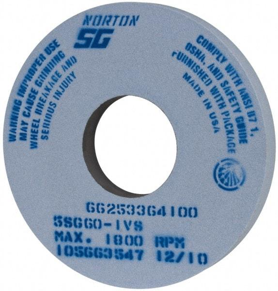 Norton - 14" Diam x 5" Hole x 1-1/2" Thick, I Hardness, 60 Grit Surface Grinding Wheel - Ceramic, Type 1, Medium Grade, 1,800 Max RPM, Vitrified Bond, No Recess - Eagle Tool & Supply