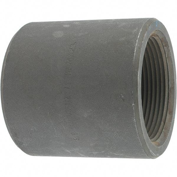 Made in USA - Size 2-1/2", Class 3,000, Forged Carbon Steel Black Pipe Coupling - 3,000 psi, Threaded End Connection - Eagle Tool & Supply