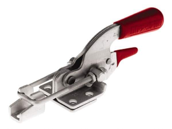De-Sta-Co - 720 Lb Capacity, Horizontal, U Hook, Flanged Base, Stainless Steel Pull Action Latch Clamp - 1-3/4" Drawing Movement, 6.07" OAL, Threaded U Hook, Straight Handle - Eagle Tool & Supply