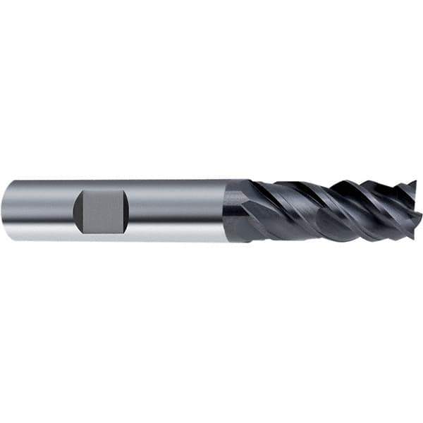 Guhring - 3mm, 4 Flute, Single End, Solid Carbide, Corner Chamfer End Mill - 57mm OAL, 48° Helix, Right Hand Flute, 8mm LOC, Right Hand Cut - Eagle Tool & Supply