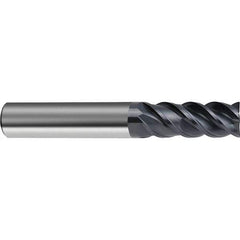 Guhring - 4mm, 4 Flute, Single End, Solid Carbide, Corner Chamfer End Mill - 57mm OAL, 48° Helix, Right Hand Flute, 11mm LOC, Right Hand Cut - Eagle Tool & Supply