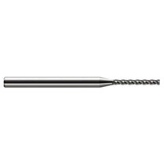 Miniature End Mills - Long Flute - 0.1250″ (1/8″) Cutter Diameter × 0.0050″ Radius × 1.0000″ (1″) Length of Cut Carbide Corner Radius End Mill, 4 Flutes - Exact Industrial Supply