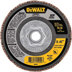DeWALT - 4-1/2" 40 Grit 5/8-11 Center Hole Type 27 Ceramic Flap Disc - Eagle Tool & Supply