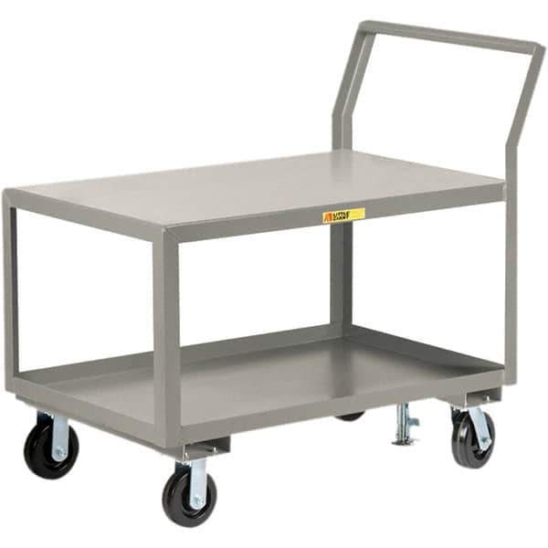 Little Giant - 3,600 Lb Capacity, 24" Wide x 48" Long x 42" High Utility Cart - 2 Shelf, Steel, 2 Rigid/2 Swivel Casters - Eagle Tool & Supply