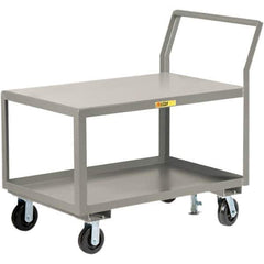 Little Giant - 3,600 Lb Capacity, 24" Wide x 48" Long x 42" High Utility Cart - 2 Shelf, Steel, 2 Rigid/2 Swivel Casters - Eagle Tool & Supply