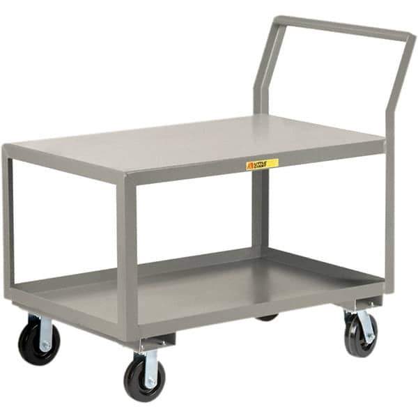 Little Giant - 3,600 Lb Capacity, 24" Wide x 36" Long x 42" High Utility Cart - 2 Shelf, Steel, 2 Rigid/2 Swivel Casters - Eagle Tool & Supply
