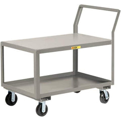 Little Giant - 3,600 Lb Capacity, 30" Wide x 48" Long x 42" High Utility Cart - 2 Shelf, Steel, 2 Rigid/2 Swivel Casters - Eagle Tool & Supply