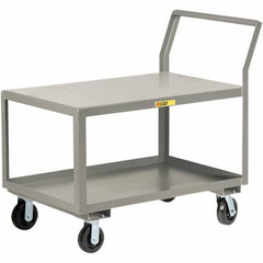 Little Giant - 3,600 Lb Capacity, 24" Wide x 36" Long x 42" High Utility Cart - 2 Shelf, Steel, 2 Rigid/2 Swivel Casters - Eagle Tool & Supply