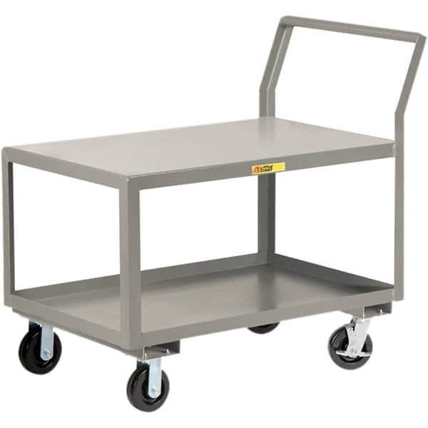 Little Giant - 3,600 Lb Capacity, 30" Wide x 48" Long x 42" High Utility Cart - 2 Shelf, Steel, 2 Rigid/2 Swivel Casters - Eagle Tool & Supply
