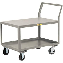 Little Giant - 3,600 Lb Capacity, 30" Wide x 48" Long x 42" High Utility Cart - 2 Shelf, Steel, 2 Rigid/2 Swivel Casters - Eagle Tool & Supply