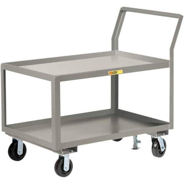 Little Giant - 3,600 Lb Capacity, 24" Wide x 48" Long x 42" High Utility Cart - 2 Shelf, Steel, 2 Rigid/2 Swivel Casters - Eagle Tool & Supply